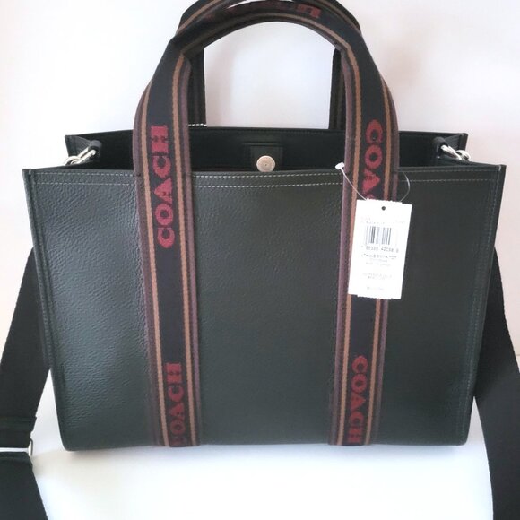 Coach CU997 Leather Web Smith Tote Crossbody Handbag Black Multi - Picture 4 of 7
